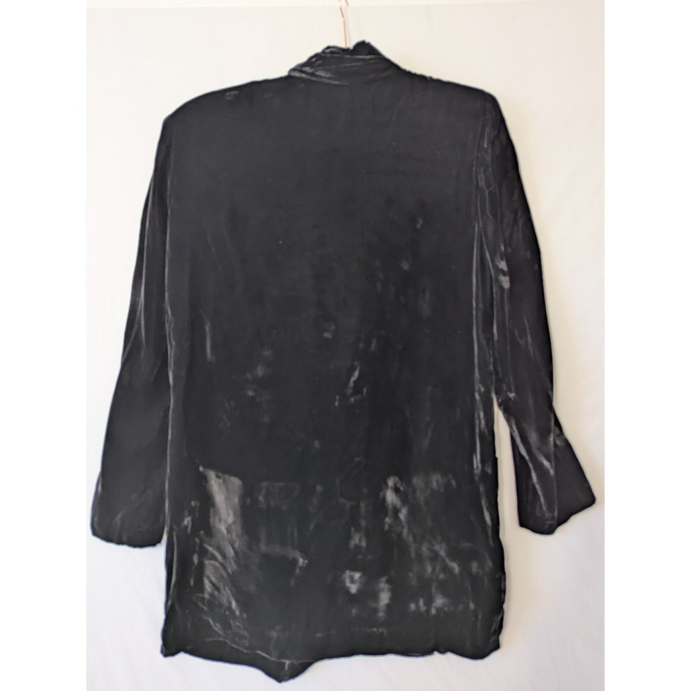 Vintage 80s Carole Little Saint-Tropez West Black Velvet Gothic Blazer Size 12 - Picture 2 of 7